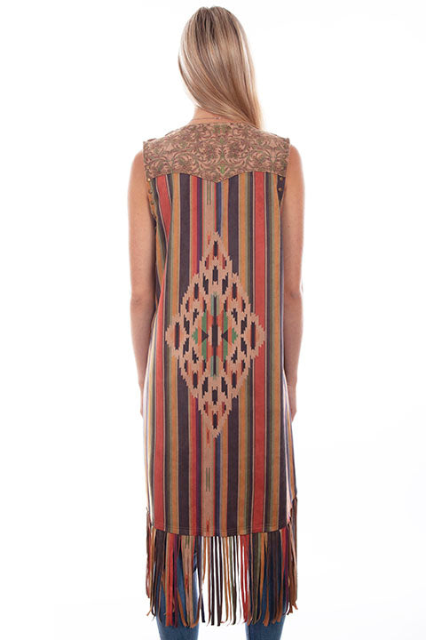 Serape Fringe Vest Long HC768