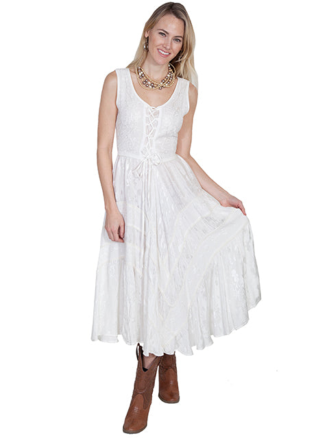 Lace Up Western Dress White HC118